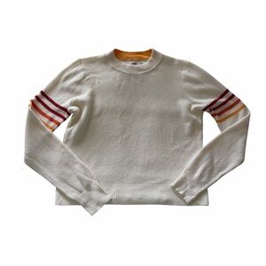 Faherty Throwback Striped Sleeve Sweater Sz M Cotton Cashmere